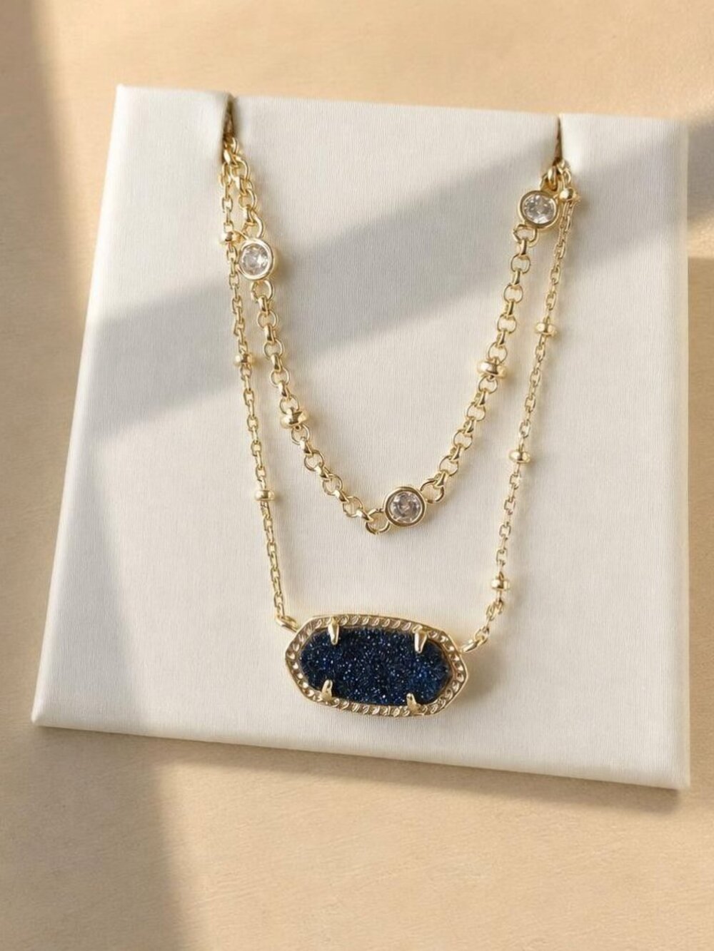 Kendra Scott Elisa Gold Indigo Blue Drusy Necklace
